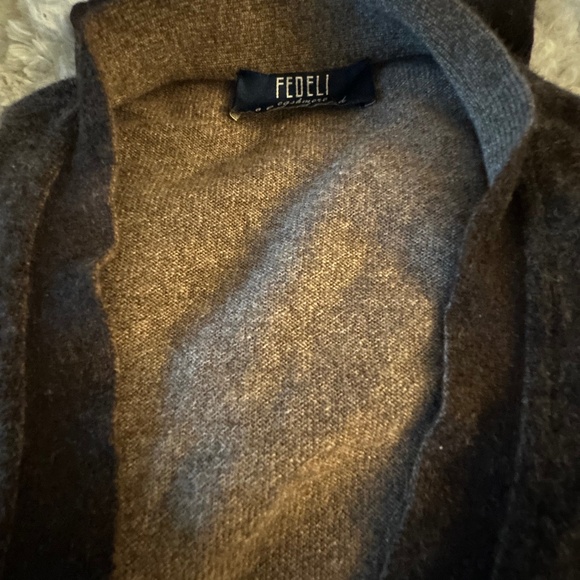 BROWN BUTTON UP V-NECK SWEATER - Picture 3 of 6